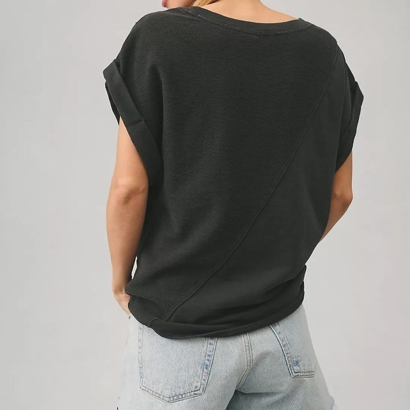 Nwt Anthropologie Pilcro Tie-Front Tee Oxford Gray Black XS - Picture 2 of 16